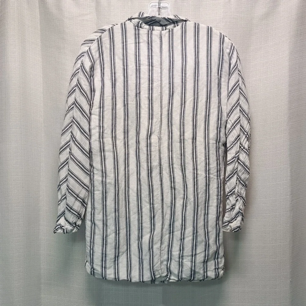 Anthropologie Pilcro Linen Blend Dolman Sleeve‎ Blue Striped Blazer Women's XXS